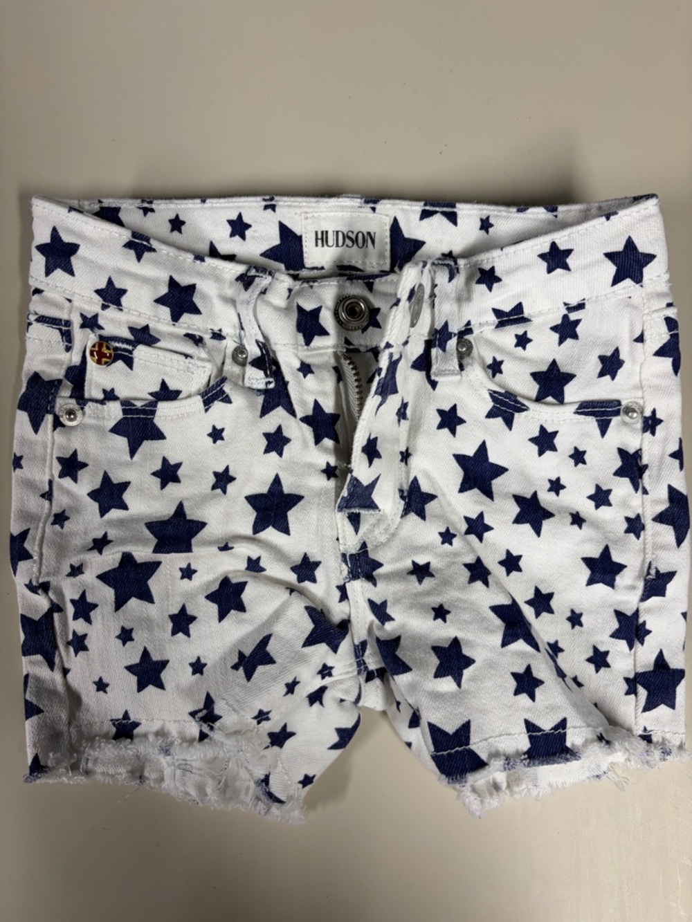 Hudson White Denim Star Print Shorts